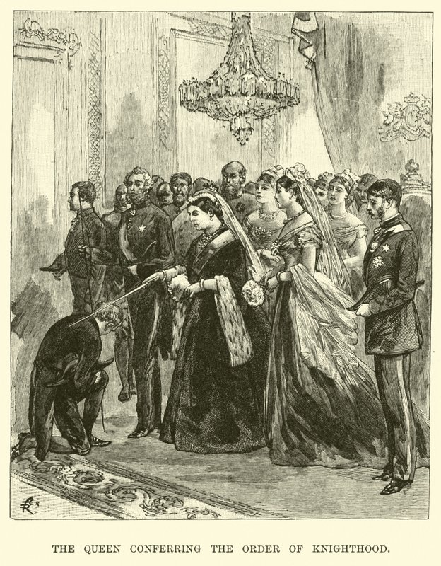Královna udělující rytířský řád od American School