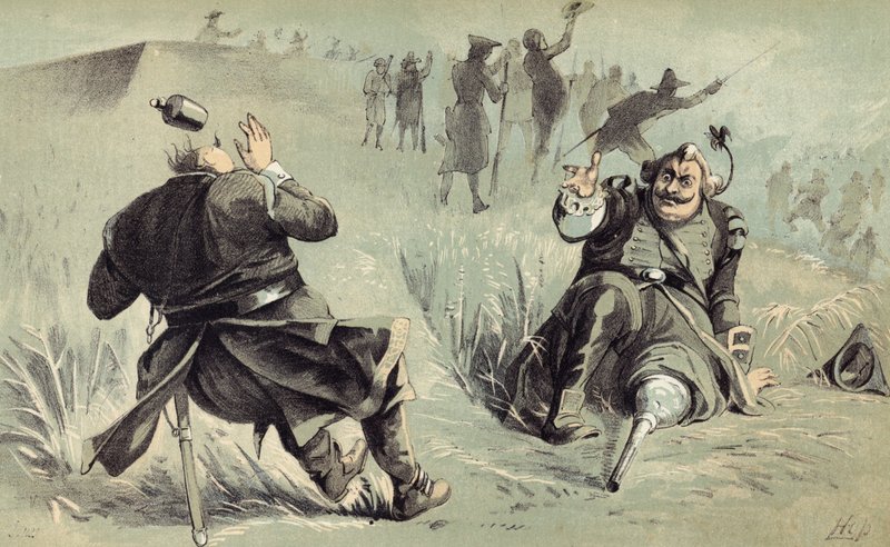 Úžasný boj mezi generálem Risinghem a Peterem Stuyvesantem před Fort Christina od American School