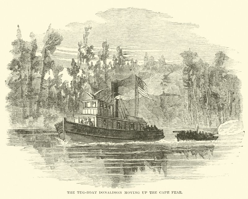Vlečný člun Donaldson se pohybuje po Cape Fear, březen 1865 od American School