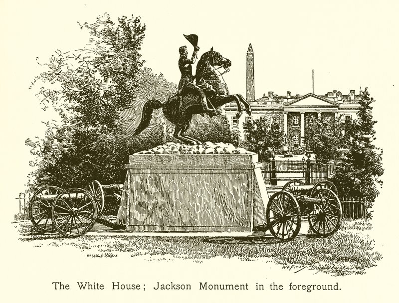 Bílý dům; Jacksonův památník v popředí od American School