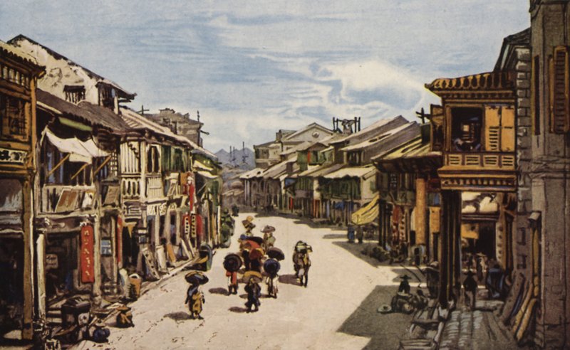Rodná čtvrť Hong Kongu (barevné lito) od American School