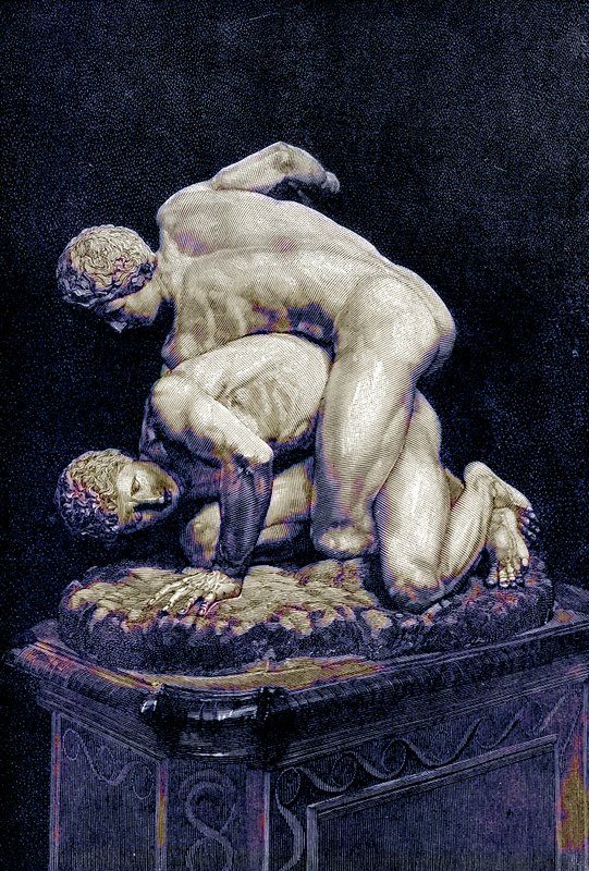 The wrestlers, ilustrace z Historie Řecka od Victora Duruye, publikoval 1890 (digitálně vylepšený obrázek) od American School
