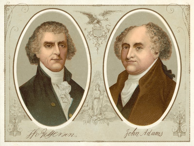 Thomas Jefferson, John Adams (chromolitho) od American School