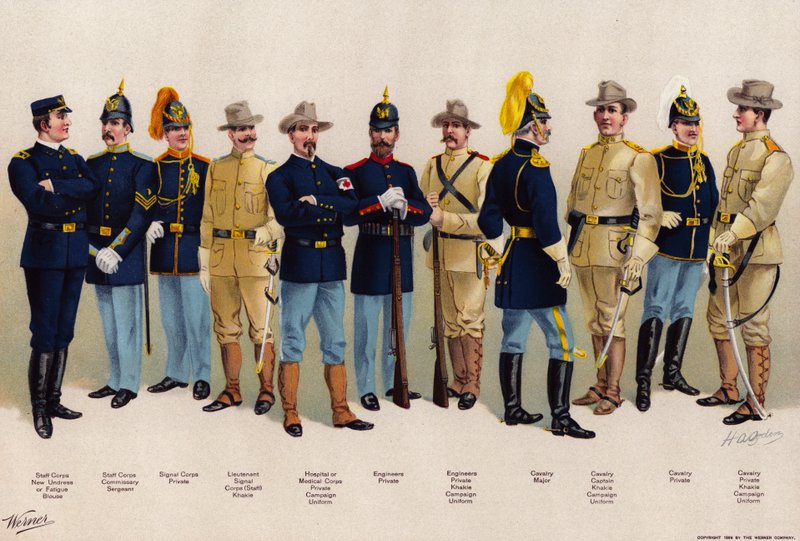 Americká armáda, uniformy, 4 kavalérie, 2 inženýři od American School
