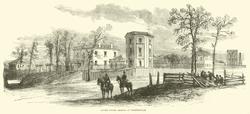 Arsenal Spojených států ve Fayetteville, březen 1865 od American School