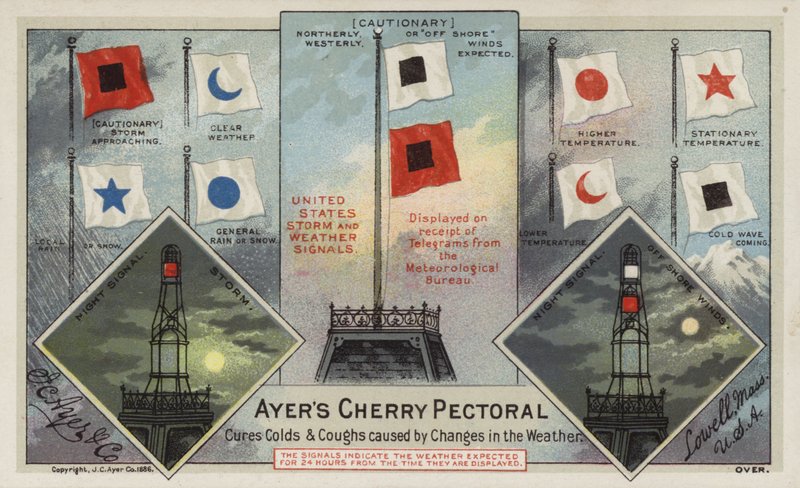 Bouřkové a povětrnostní signály Spojených států amerických (chromolitho) od American School