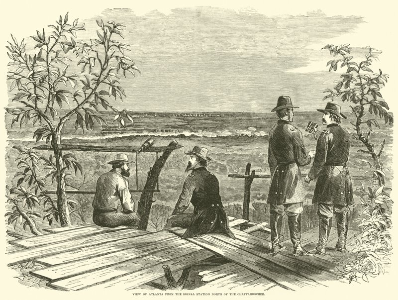 Pohled na Atlantu ze signální stanice severně od Chattahoochee, červenec 1864 od American School