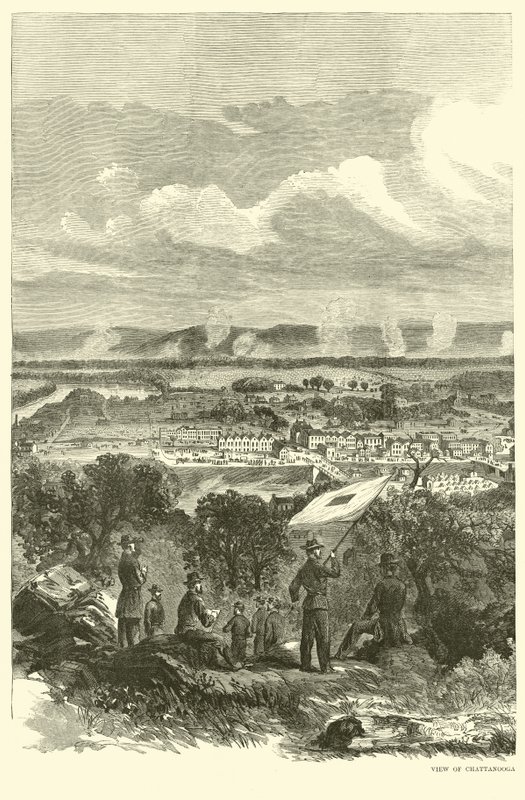 Pohled na Chattanooga a federální tábor, listopad 1863 od American School
