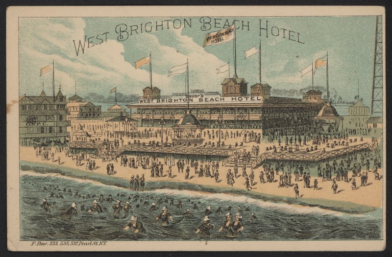 West Brighton Beach Hotel, USA (barevná rytina) od American School