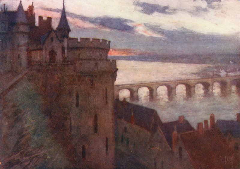Amboise z terasy (barevná litografie) od Amy B. Atkinson