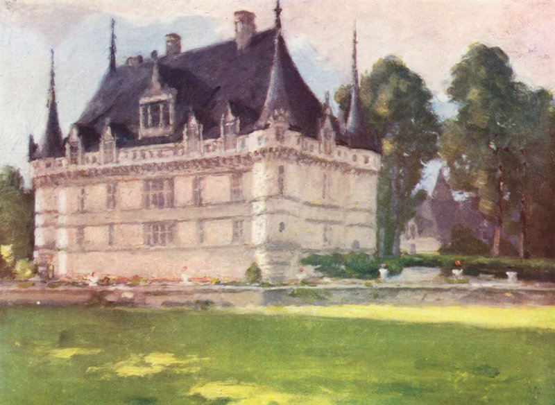 Azay-le-Rideau (barevná litografie) od Amy B. Atkinson