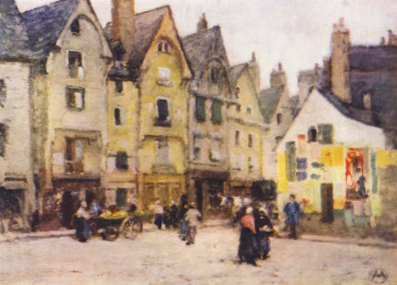 Place Plumereau, Tours (barevná litografie) od Amy B. Atkinson