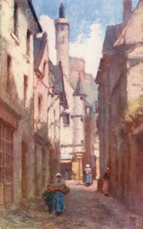 Rue du Grand Carroi, Chinon (barevná litografie) od Amy B. Atkinson