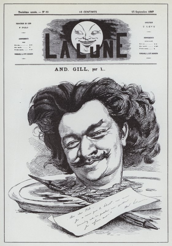 Autoportrét francouzského karikaturisty Andre Gill (litho) od Andre Gill