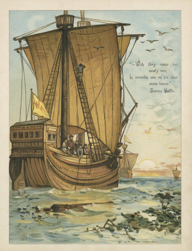 Kolumbus plující Sargasovým mořem (chromolitho) od Andrew Melrose