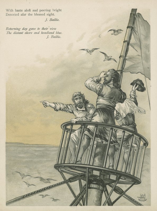 Vyhlídky pozorující zemi v Novém světě (chromolitho) od Andrew Melrose