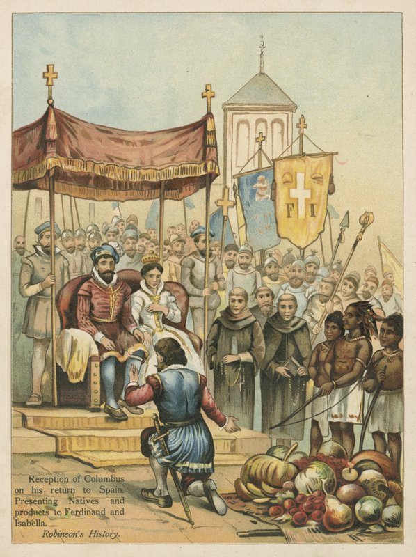 Přijetí Kolumba při jeho návratu z Nového světa (chromolitho) od Andrew Melrose