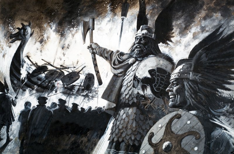 Lerwick Up Helly, Vikingská slavnost (kvaš na papíře) od Andrew Howat