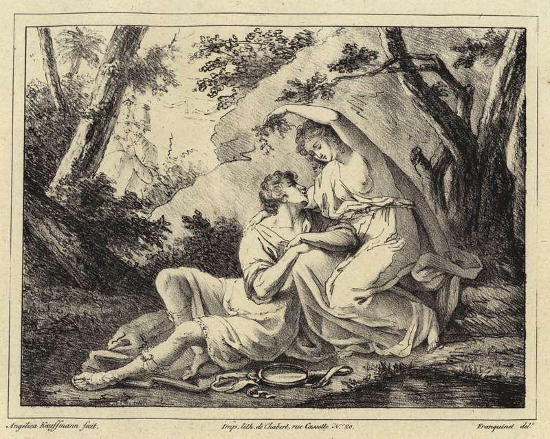 Dva milenci v krajině od Angelica Kauffmann