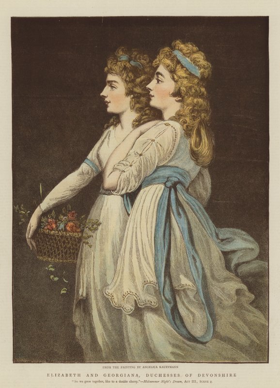 Elizabeth a Georgiana, vévodkyně z Devonshiru (chromolit) od Angelica Kauffmann