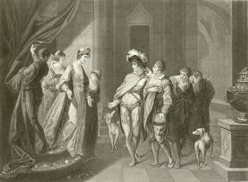 Rozhovor mezi Edgarem a Elfridou od Angelica Kauffmann