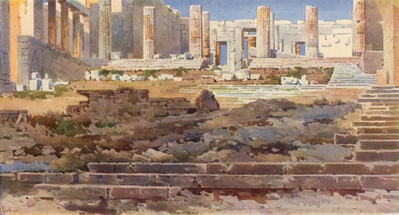 Propylaea na Akropoli, Atény (barevné lito) od Angelos Giallinos