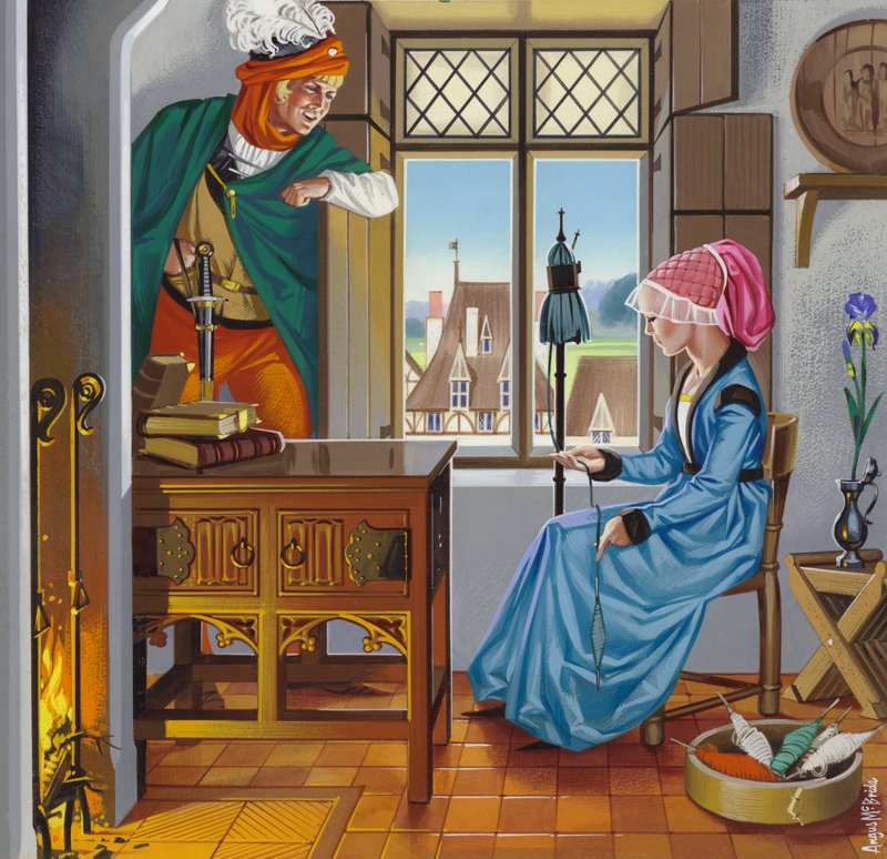 Německý dům z konce 15. století (kvaš na papíře) od Angus McBride