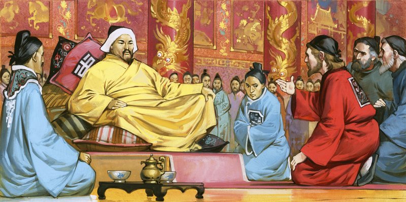 Marco Polo na dvoře Kublajchána, 20. století (kvaš na papíře) od Angus McBride