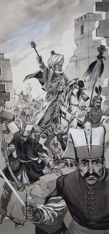 Pád Konstantinopole (kvaš na papíře) od Angus McBride