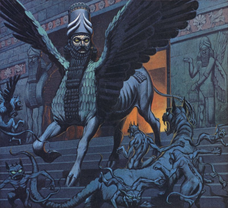 Lamassu (barevná litografie) od Angus McBride