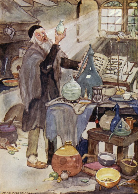 Alchymista, scéna z pohádky Hanse Christiana Andersena The Wind