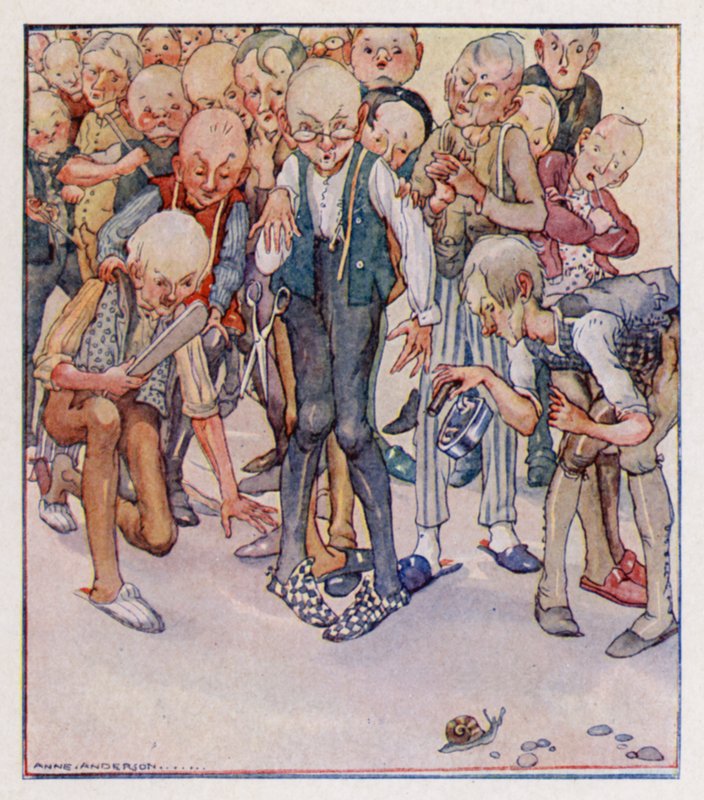 Říkanka: Čtyři a dvacet krejčích šlo zabít šneka (barevné lito) od Anne (after) Anderson