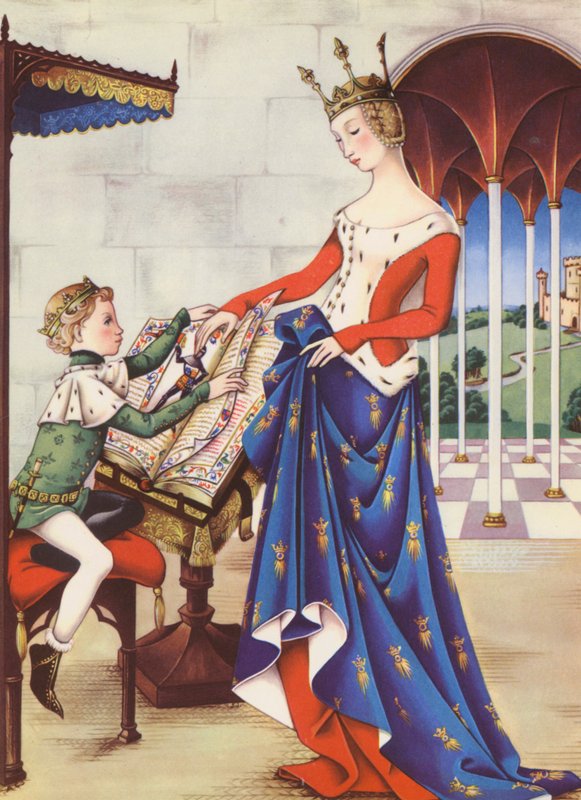 Richard II. a jeho matka, krásná panna z Kentu (barevná litografie) od Anne & Johnstone Janet (1928 79) Johnstone