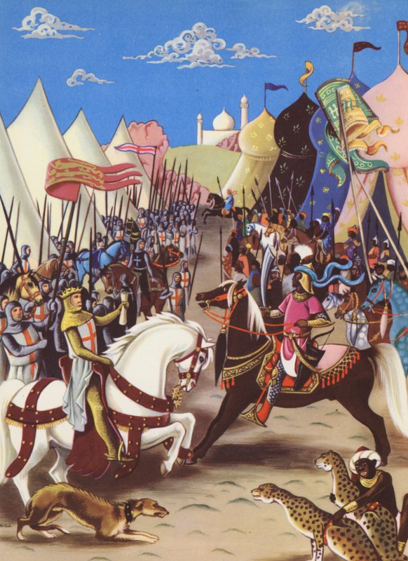 Richard I. a Saladin (barevná litografie) od Anne & Johnstone Janet (1928 79) Johnstone