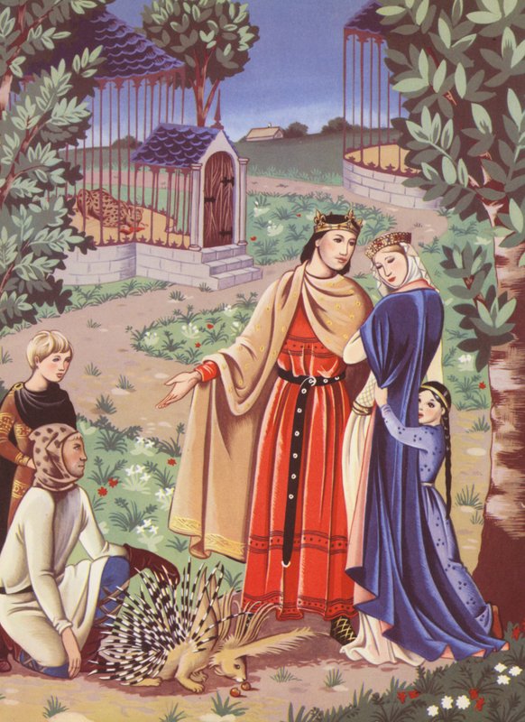Jindřich I. a dikobraz (barevná litografie) od Anne & Johnstone Janet (1928 79) Johnstone