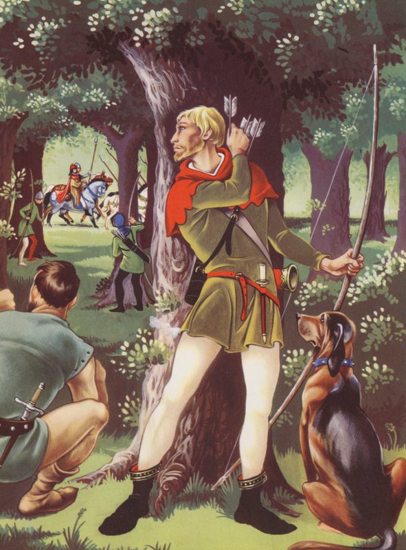 Robin Hood v Sherwoodském lese (barevná litografie) od Anne & Johnstone Janet (1928 79) Johnstone