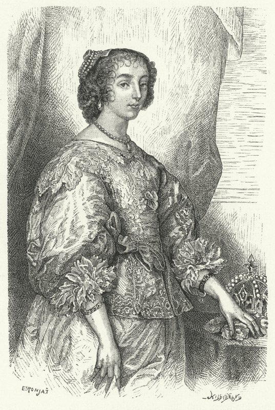 Henrietta Maria z Francie, královna choť Karla I. Anglie, Skotska a Irska (rytina) od Anthony van (after) Dyck