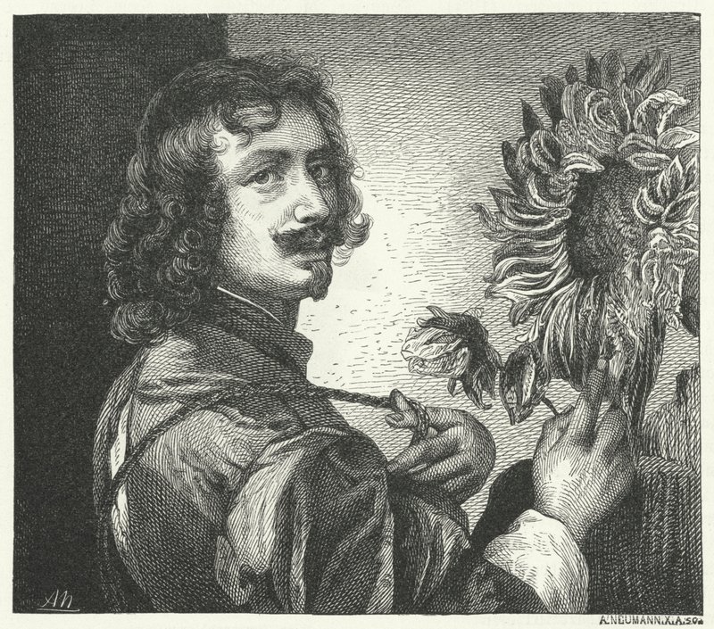 Autoportrét vlámského barokního umělce Anthonyho Van Dycka (rytina) od Anthony van (after) Dyck