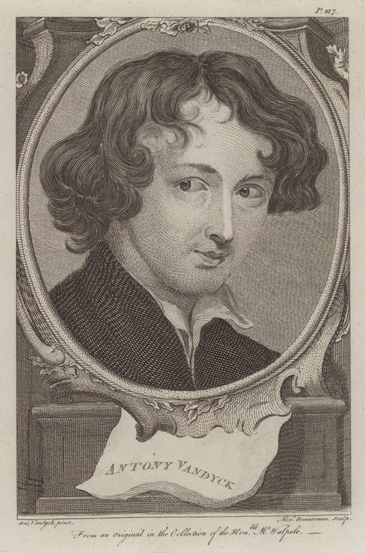 Sir Anthony van Dyck , vlámský umělec působící v Anglii (rytina) od Anthony van (after) Dyck