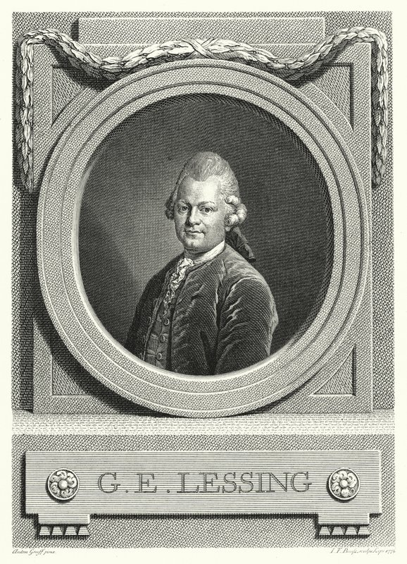 Gotthold Ephraim Lessing, německé osvícenství; filozof, spisovatel a dramatik (rytina) od Anton (after) Graff