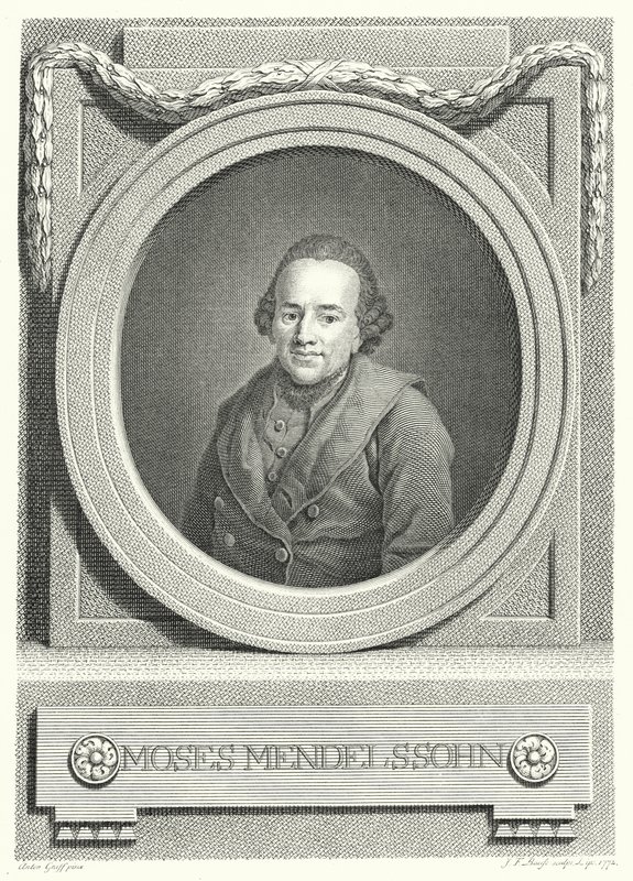 Moses Mendelssohn, německý židovský filozof (rytina) od Anton (after) Graff