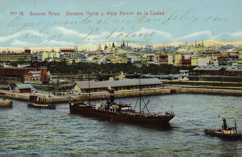 Severní dok a částečný výhled na město, Buenos Aires, Argentina (barevné foto) od Argentinian Photographer