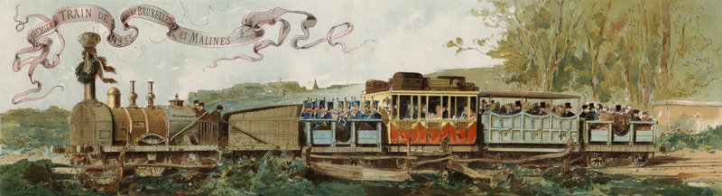 První vlak z Bruselu do Mechelen, Belgie, 1835 od Armand Jean Heins