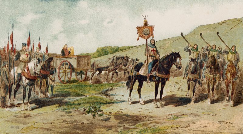 Válečný vůz a foukačky na lituus, doba křížových výprav, 11. století od Armand Jean Heins