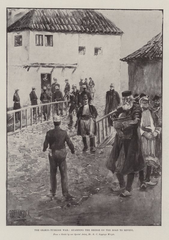Řecko-turecká válka, střežení mostu na cestě do Reveni od Arthur David McCormick