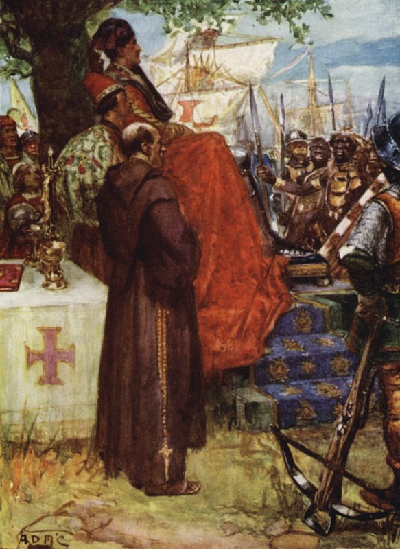 DAzambuja přijímá domorodého náčelníka v Elmině od Arthur David McCormick