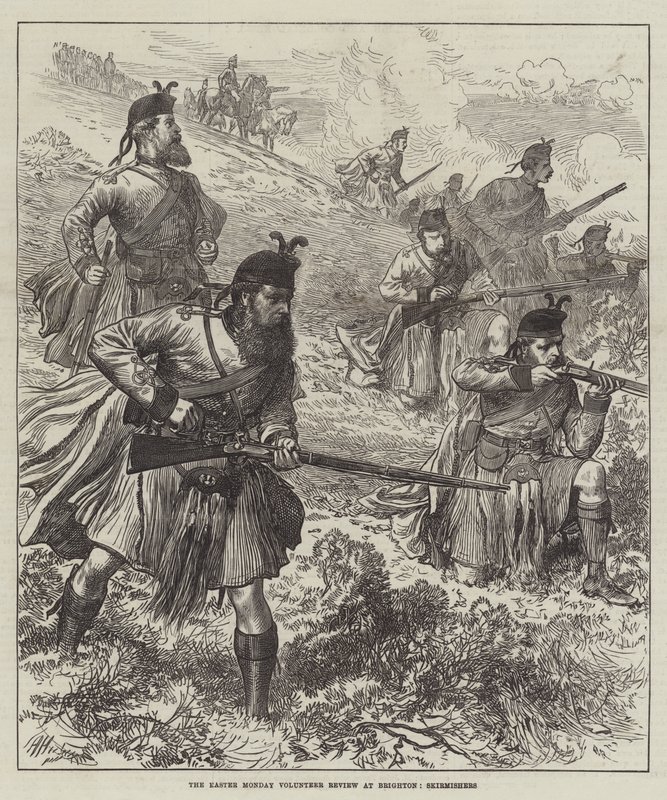 The Easter Monday Volunteer Review at Brighton, Skirmishers od Arthur Hopkins