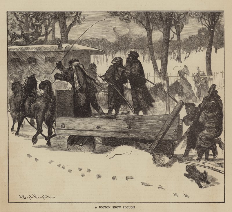 Grafika America, bostonský sněžný pluh od Arthur Boyd Houghton