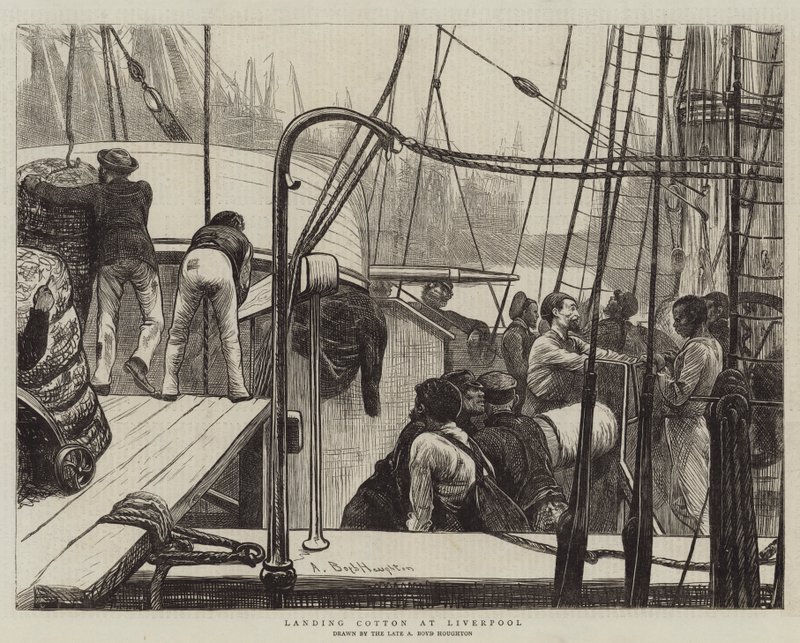 Vylodění bavlny v Liverpoolu od Arthur Boyd Houghton