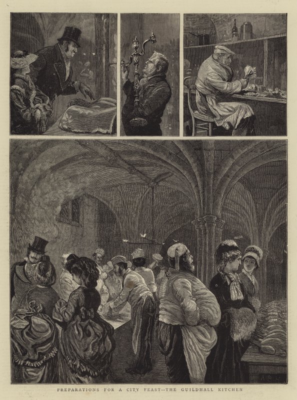 Přípravy na městskou hostinu, Guildhall Kitchen od Arthur Boyd Houghton